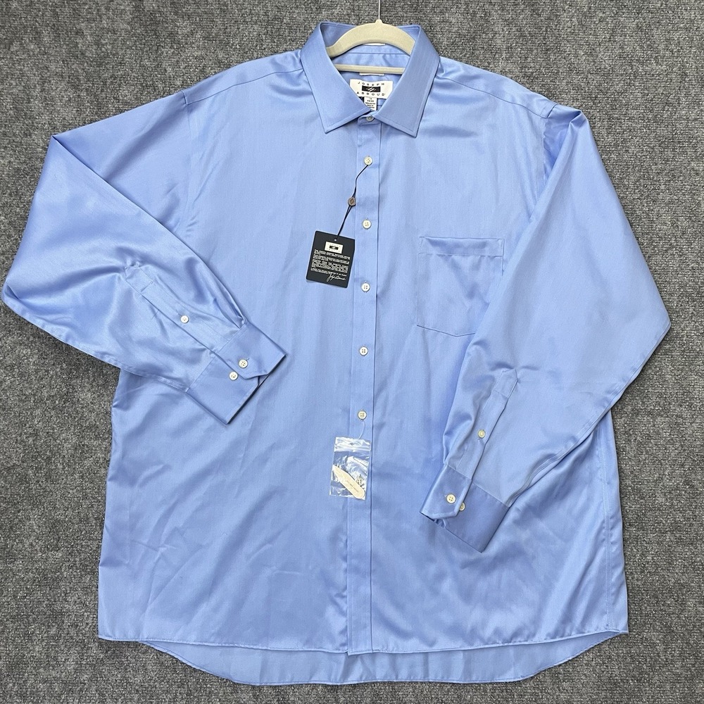 Joseph Abboud Dress Shirt Long Sleeve Non Iron Herringbone Blue Mens 18 34/35